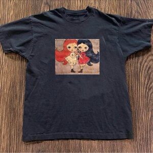 Girls' Graphic Tee with Red and Black Doll Motif